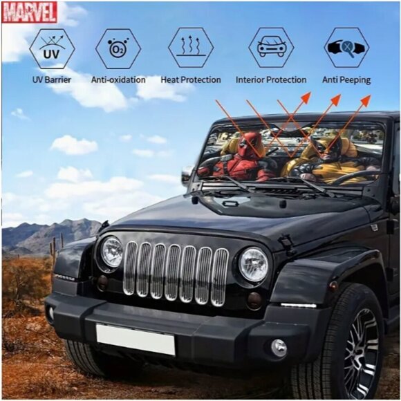 Deadpool Wolverine Windshield Sunshade Small or Medium NWT - Picture 7 of 8